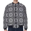 Black And White Celtic Pattern Print Zip Sleeve Bomber Jacket