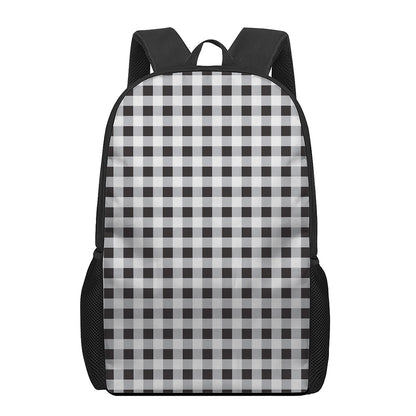 Black And White Check Pattern Print 17 Inch Backpack