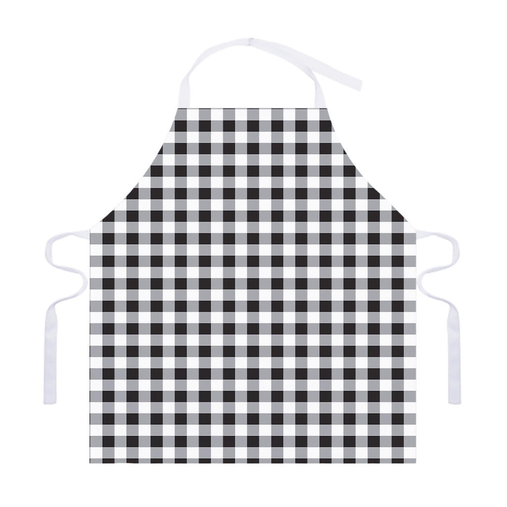 Black And White Check Pattern Print Adjustable Apron