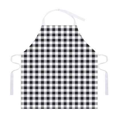 Black And White Check Pattern Print Adjustable Apron