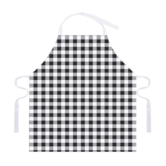 Black And White Check Pattern Print Adjustable Apron