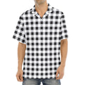 Black And White Check Pattern Print Aloha Shirt