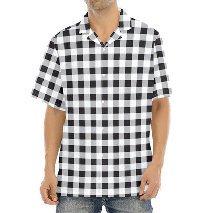 Black And White Check Pattern Print Aloha Shirt