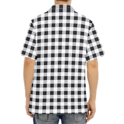 Black And White Check Pattern Print Aloha Shirt