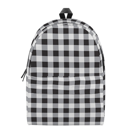 Black And White Check Pattern Print Backpack