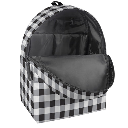 Black And White Check Pattern Print Backpack