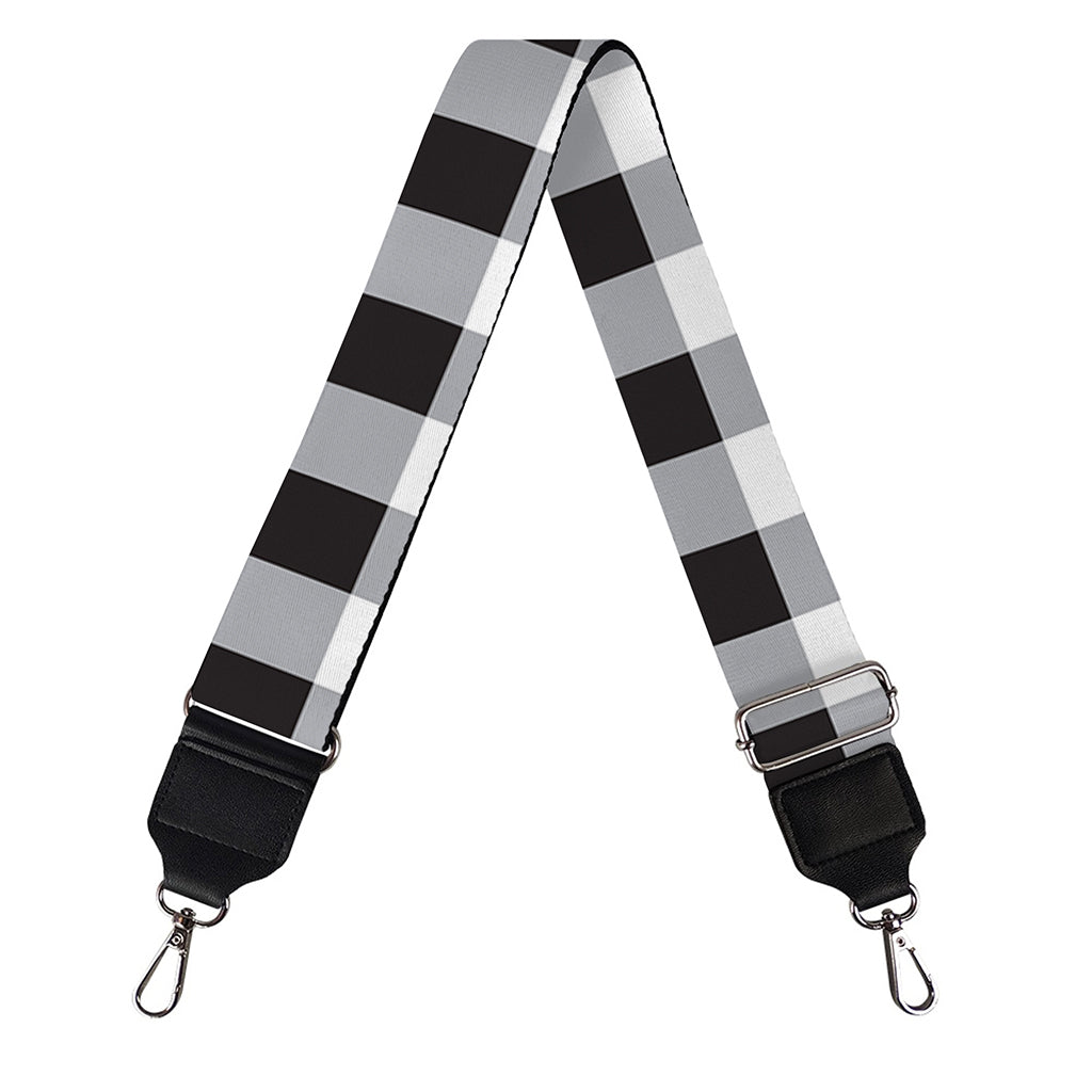 Black And White Check Pattern Print Bag Strap