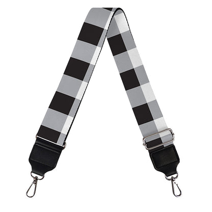 Black And White Check Pattern Print Bag Strap