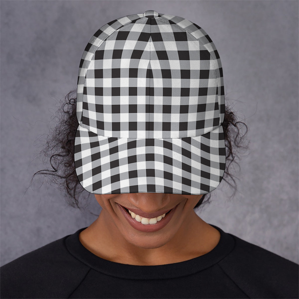 Black And White Check Pattern Print Baseball Cap