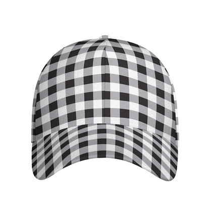 Black And White Check Pattern Print Baseball Cap