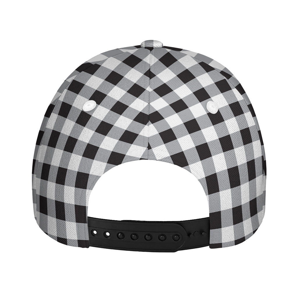 Black And White Check Pattern Print Baseball Cap
