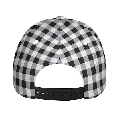 Black And White Check Pattern Print Baseball Cap