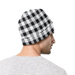 Black And White Check Pattern Print Beanie