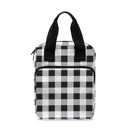 Black And White Check Pattern Print Bible Tote Bag