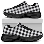 Black And White Check Pattern Print Black Chunky Shoes