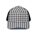 Black And White Check Pattern Print Black Mesh Trucker Hat