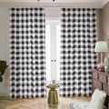 Black And White Check Pattern Print Dimout Pencil Pleat Curtains