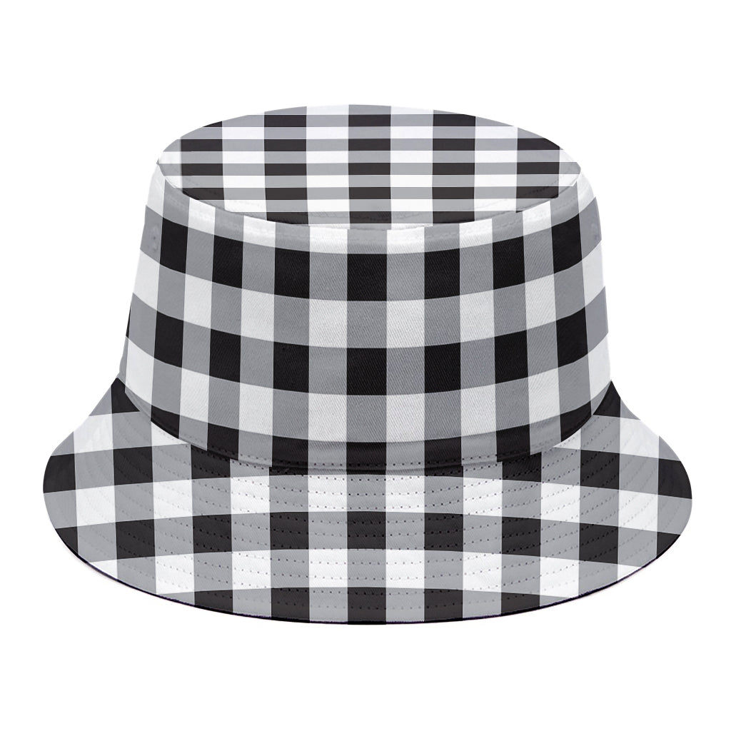 Black And White Check Pattern Print Bucket Hat
