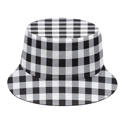 Black And White Check Pattern Print Bucket Hat