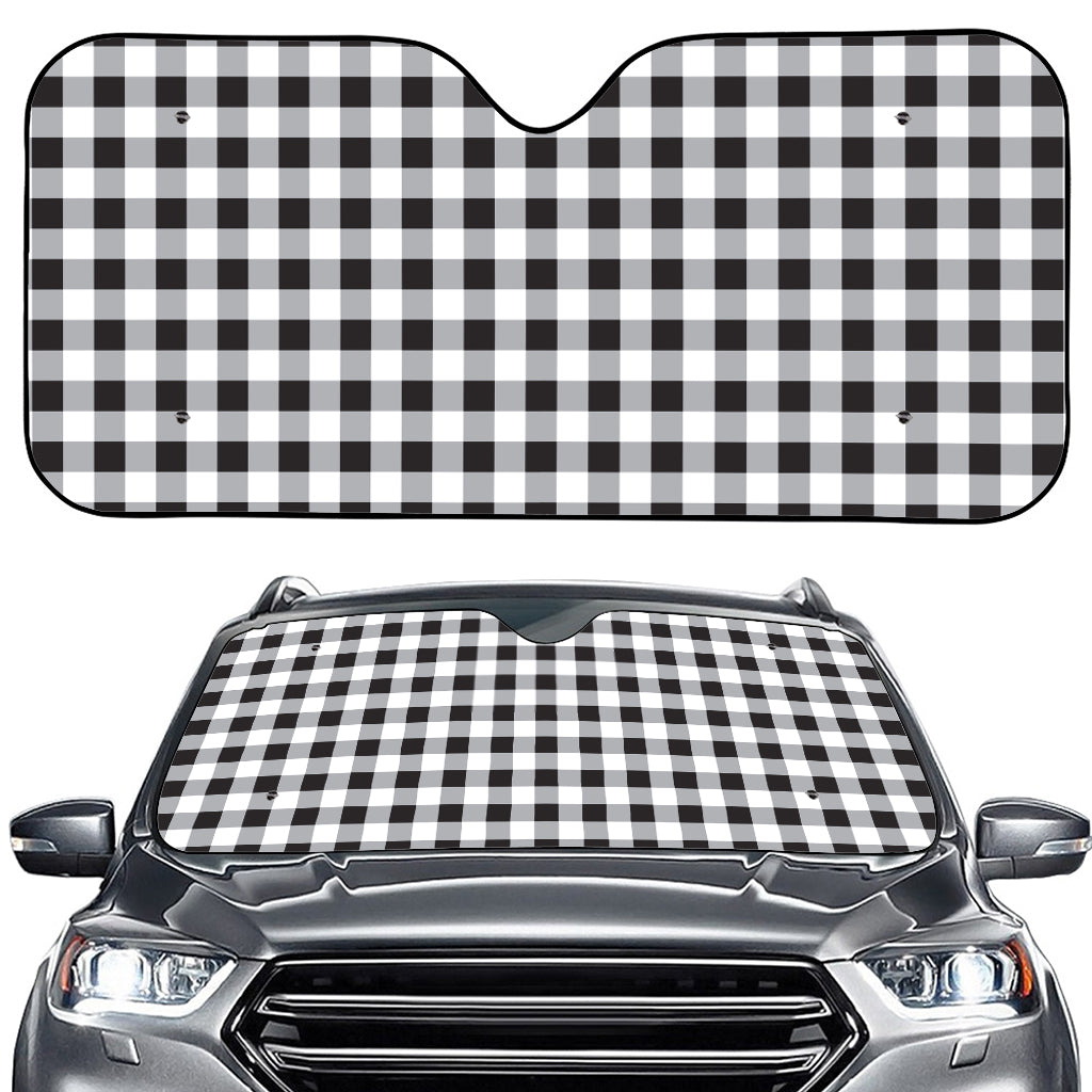 Black And White Check Pattern Print Car Windshield Sun Shade