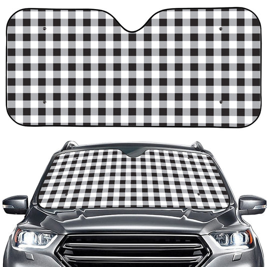 Black And White Check Pattern Print Car Windshield Sun Shade