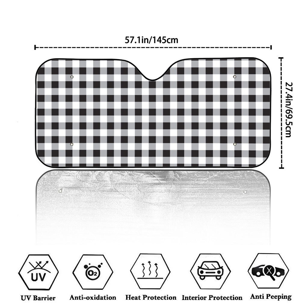 Black And White Check Pattern Print Car Windshield Sun Shade