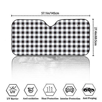 Black And White Check Pattern Print Car Windshield Sun Shade