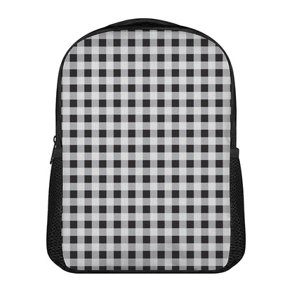 Black And White Check Pattern Print Casual Backpack