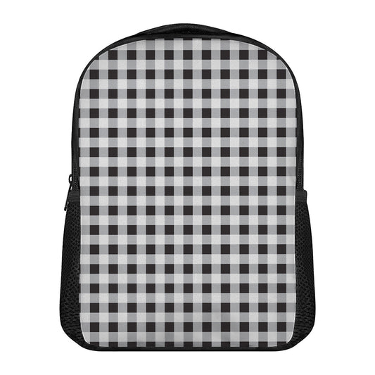 Black And White Check Pattern Print Casual Backpack