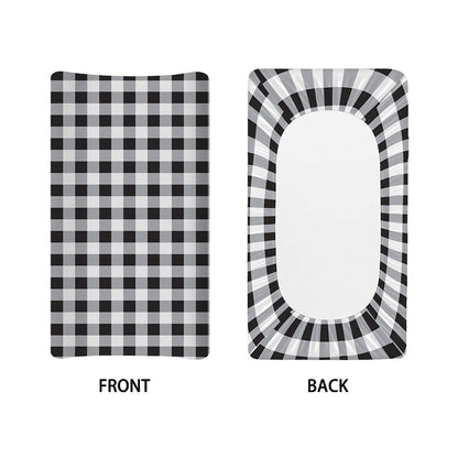 Black And White Check Pattern Print Changing Pad Cover