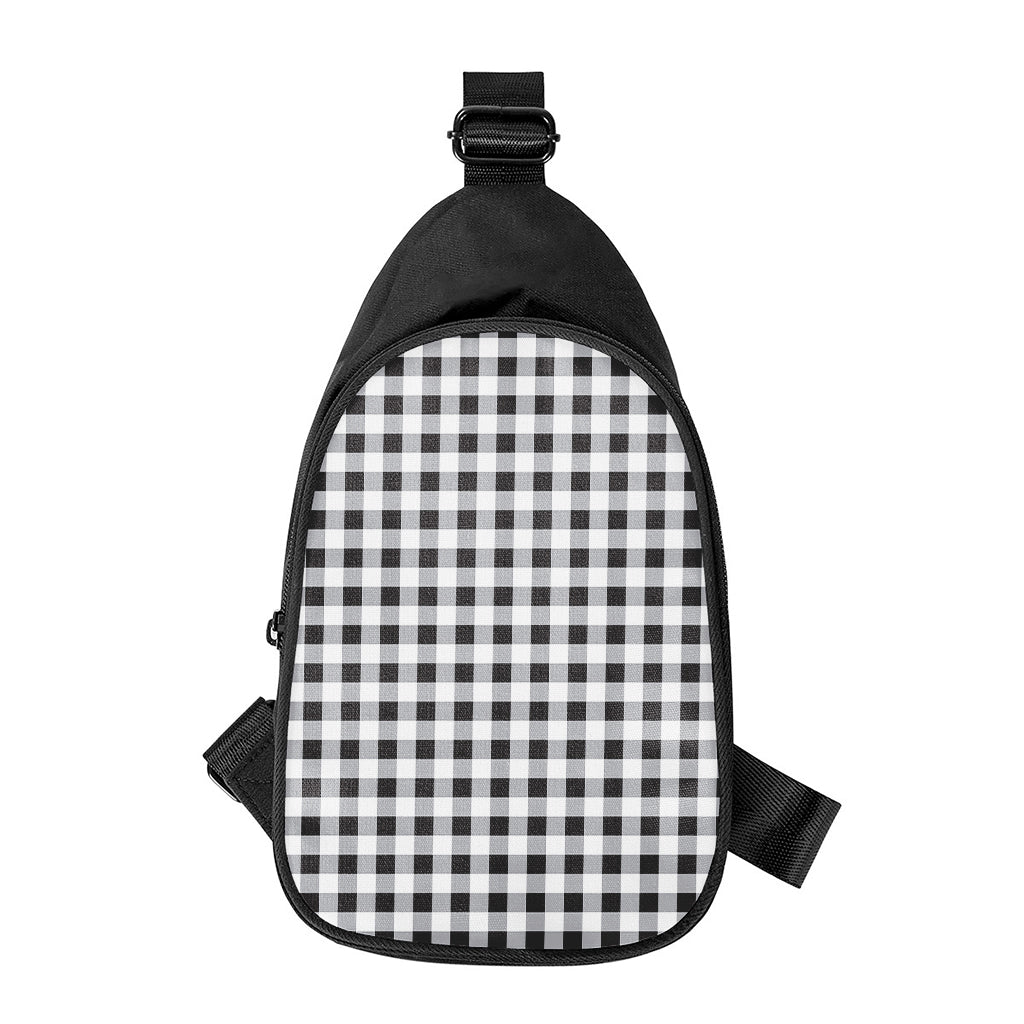 Black And White Check Pattern Print Chest Bag
