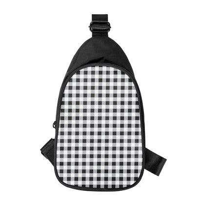 Black And White Check Pattern Print Chest Bag