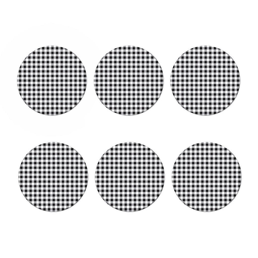 Black And White Check Pattern Print Coaster Set