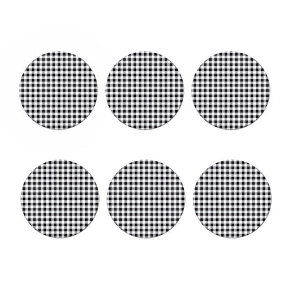 Black And White Check Pattern Print Coaster Set
