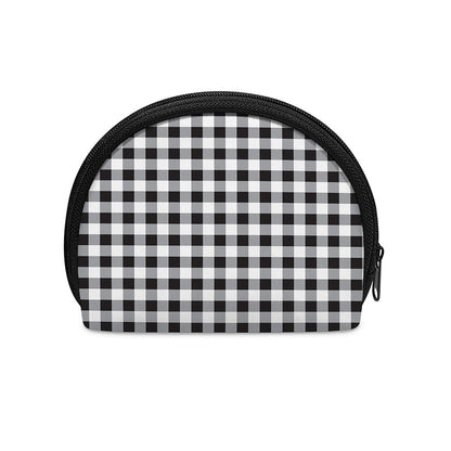 Black And White Check Pattern Print Coin Purse