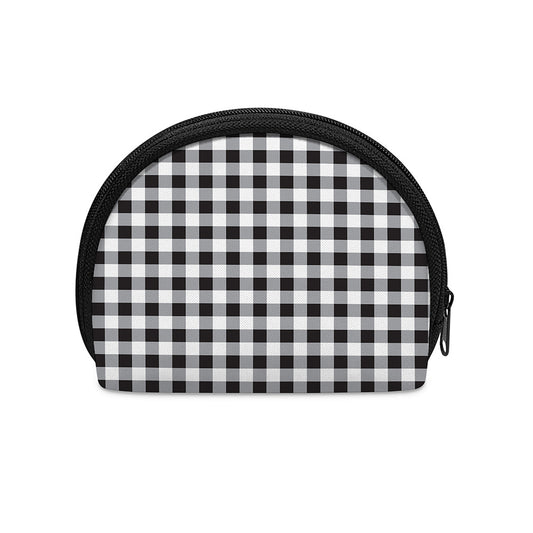 Black And White Check Pattern Print Coin Purse