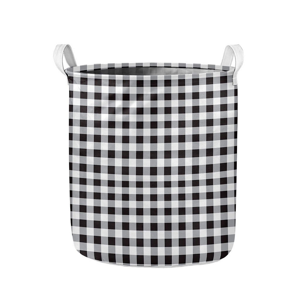 Black And White Check Pattern Print Collapsible Laundry Basket