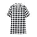 Black And White Check Pattern Print Cotton Hawaiian Shirt