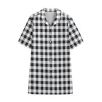 Black And White Check Pattern Print Cotton Hawaiian Shirt