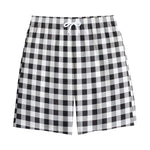 Black And White Check Pattern Print Cotton Shorts