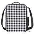 Black And White Check Pattern Print Crossbody Lunch Bag