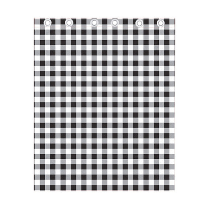Black And White Check Pattern Print Curtain