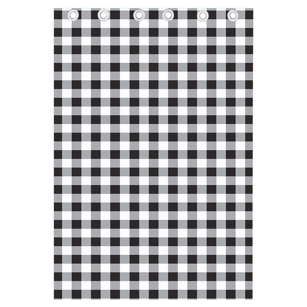 Black And White Check Pattern Print Curtain