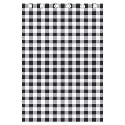 Black And White Check Pattern Print Curtain