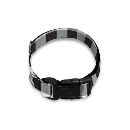 Black And White Check Pattern Print Dog Collar