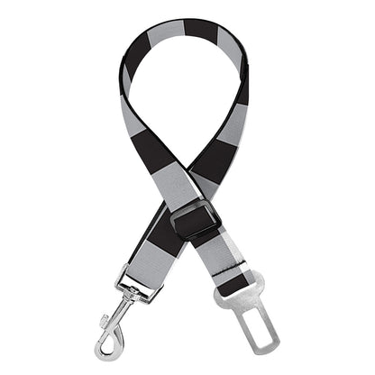 Black And White Check Pattern Print Dog Seat Belt