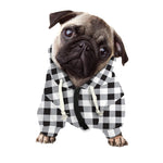 Black And White Check Pattern Print Dog Zip Up Hoodie