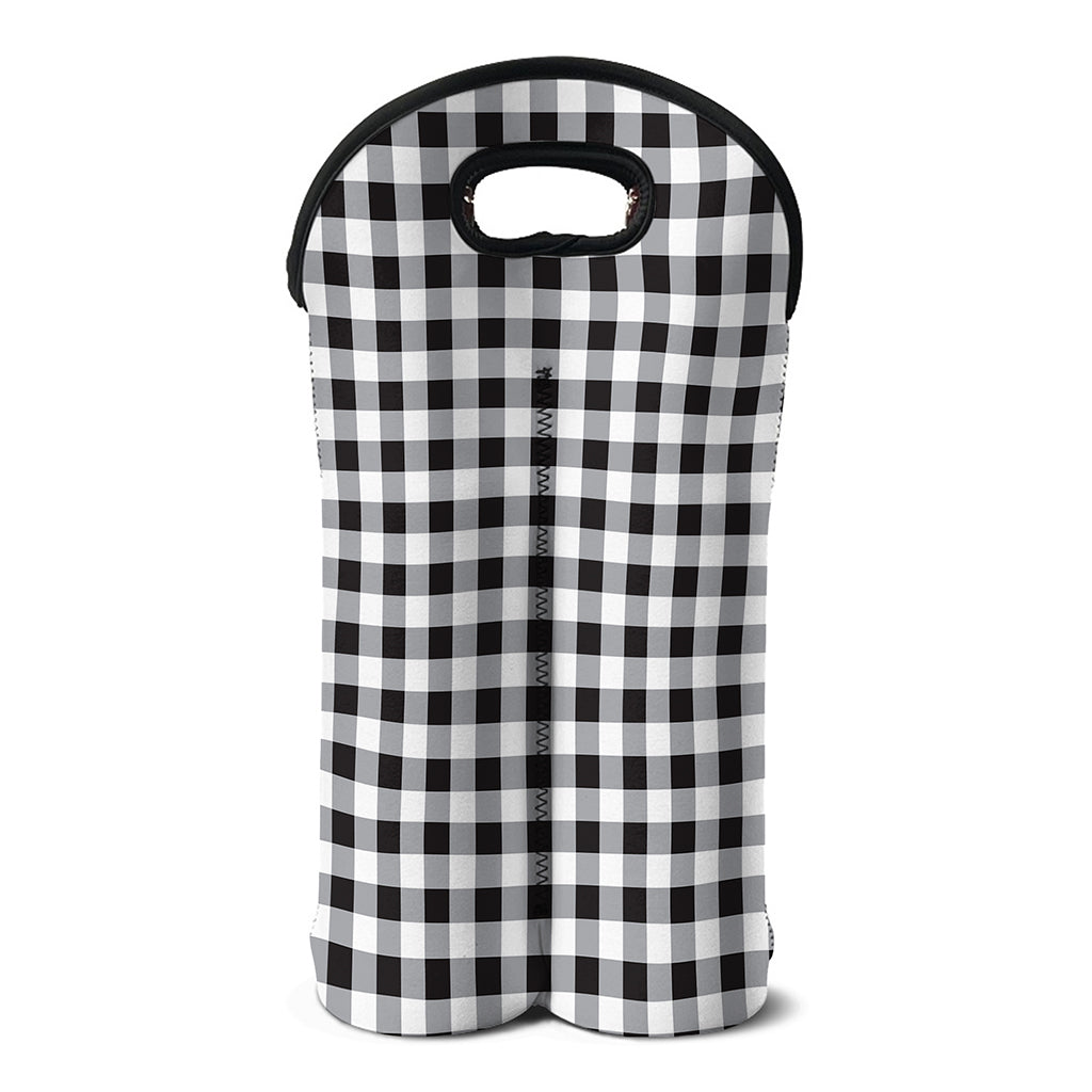 Black And White Check Pattern Print Double Neoprene Wine Tote