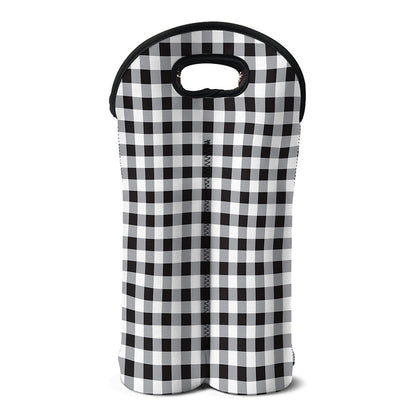 Black And White Check Pattern Print Double Neoprene Wine Tote