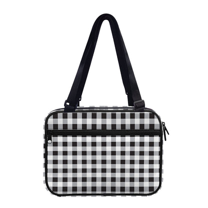 Black And White Check Pattern Print Double Strap Bible Bag